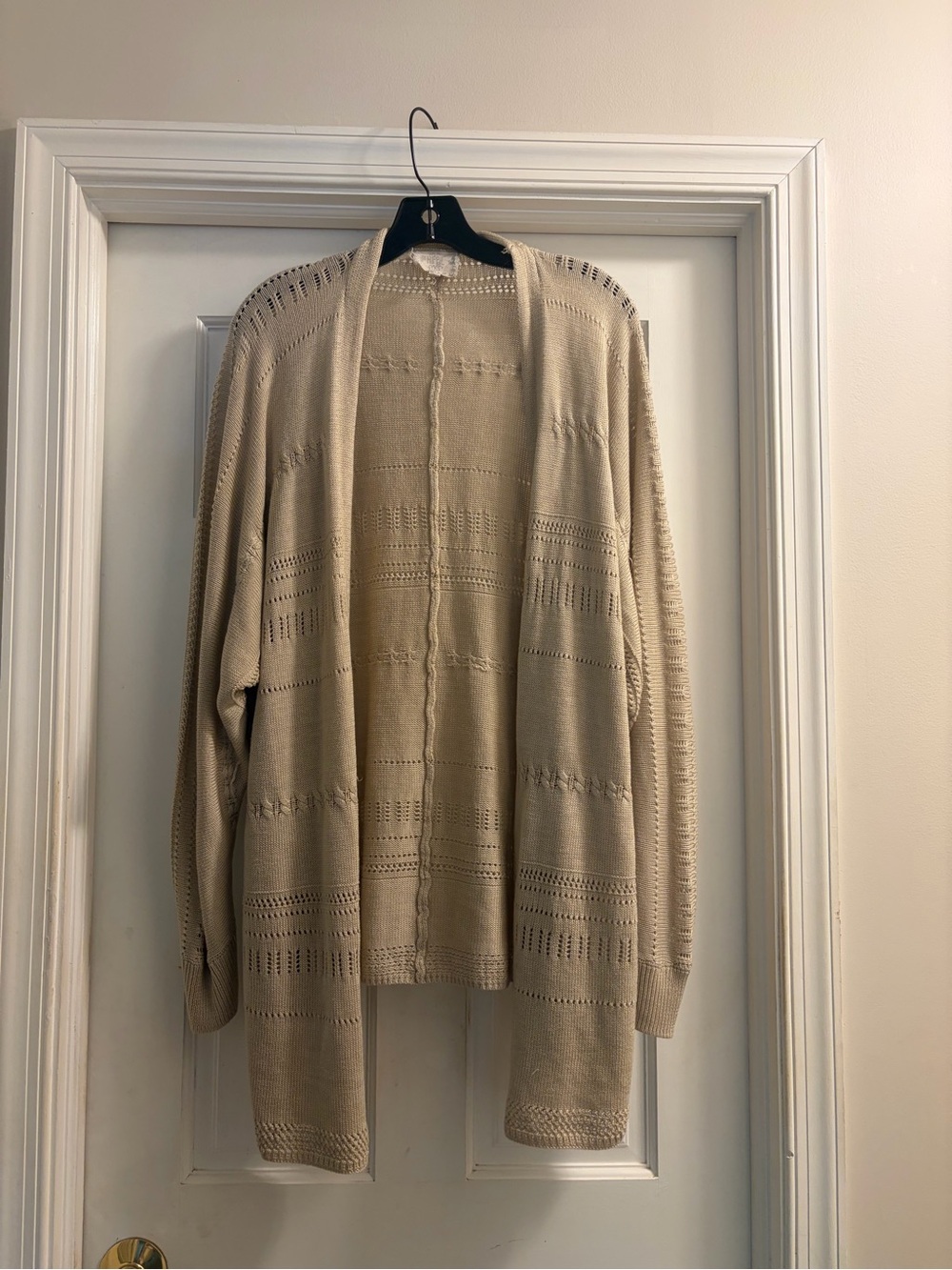 Hippie Rose Beige Open-Front Lightweight Cardigan
